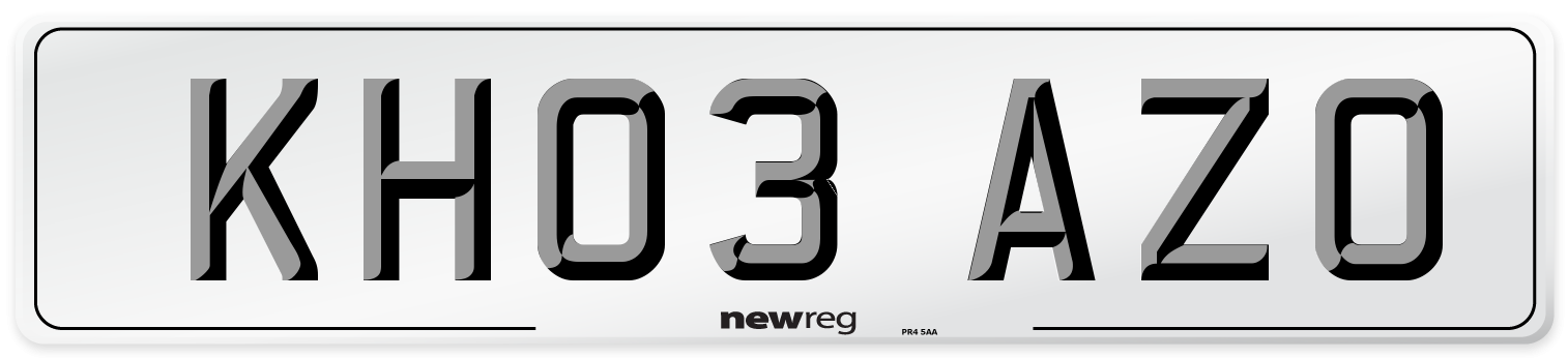 KH03 AZO Number Plate from New Reg